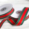 25Yards/Roll Stripes Ribbon DIY Crafts Bows Floral Decor Red Green Ribbons for Cake Box Gift Packaging 2.5cm Christmas
