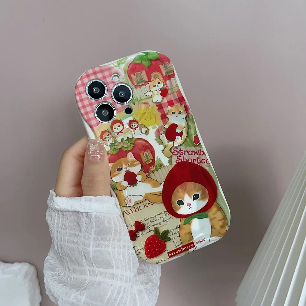 Cat Red Apple Fruit Chain Case For RENO 14 15 PRO 15F 14F13F 12F 11f 11 10 12 13 OPPO A6X A2 A3 A5 A6 Pro A3X A18 A17 Cover