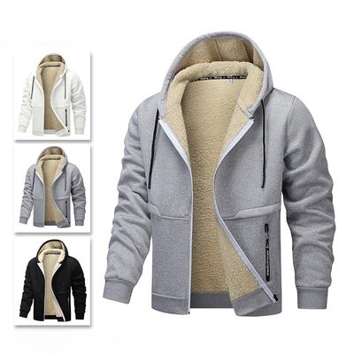 Autumn and Winter  Men Long Sleeve Sweatshirts Lambswool Zipper Hoodies Thicken Warm Jacket Casual Sports Fleece Coats Hooded Man Jackets