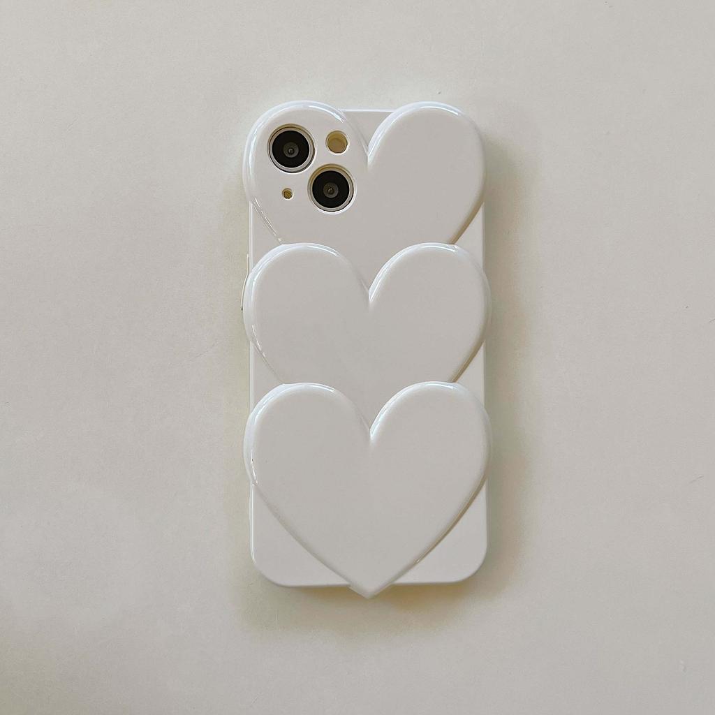 Cream Love 3d Heart Cover For Iphone 14 Pro Max Plus 11 13 12 Promax Silicone Soft Cute Shockproof Phone Case Funda Capa