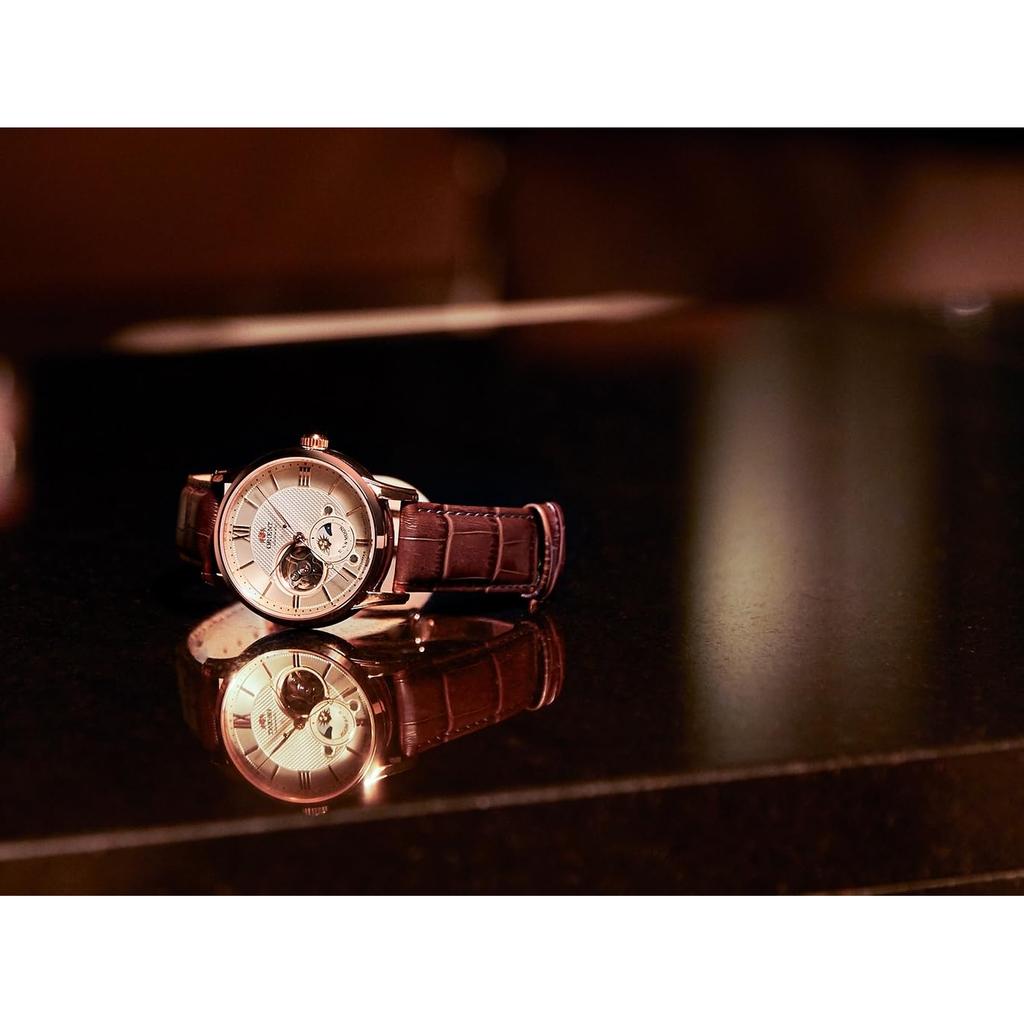 Orient Автоматичний чоловічий годинник SUN & MOON із фазою місяця, класичним сріблясто-білим циферблатом, механічним; Гарантія виробника включена