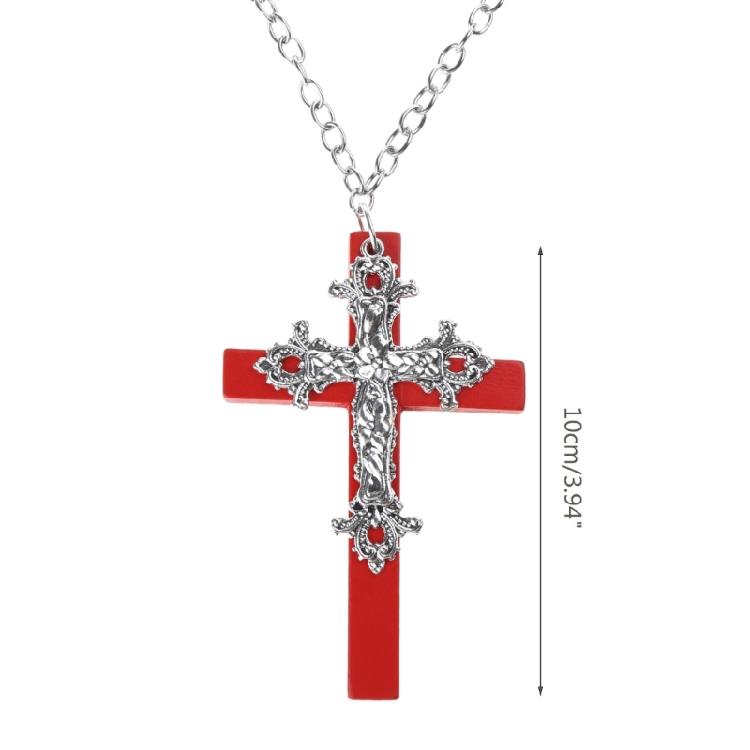 Vintage Gothic Collar Necklace Wooden Cross Pendant Necklace Streetwear Jewelry