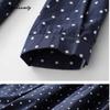 Mori Girl Spring Autumn Women Shirt Dress Turn-Down Collar Polka Dot Loose Dress Navy Blue Vintage Elegant Chic Dress