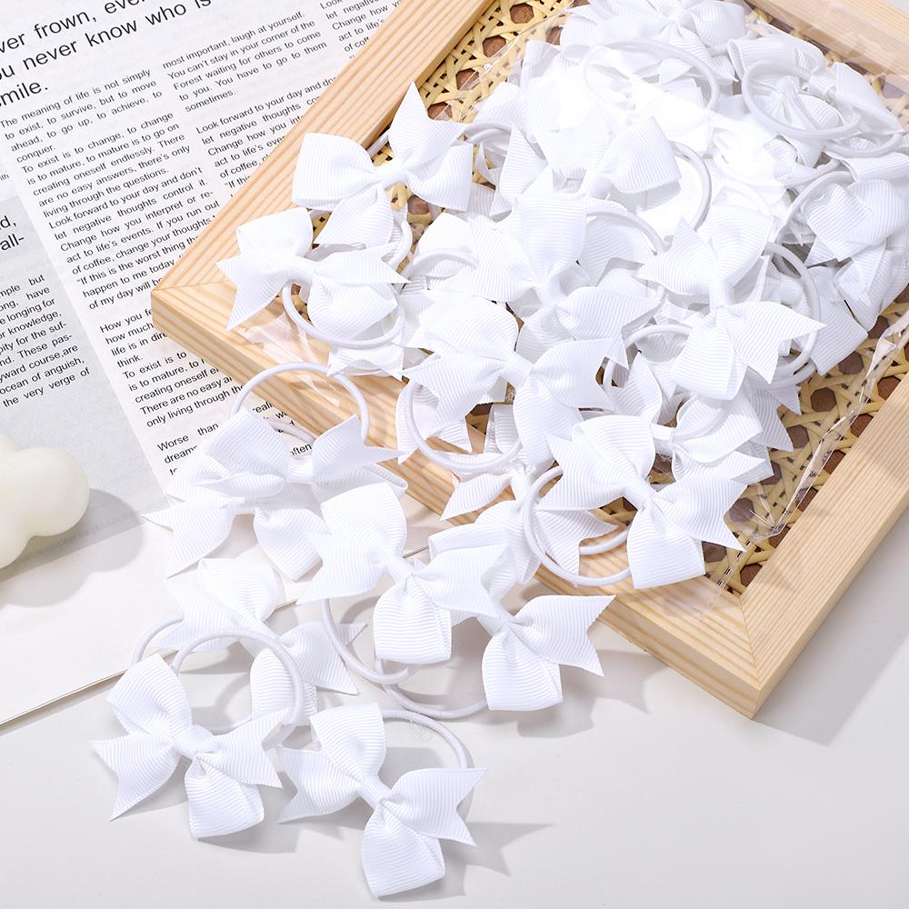 20Pcs/lot Girls Ribbon Hair Bows Rubber Band Kids Lovely Cheer Bowknot Hairband Boutique Children Headband headdress BABY BOWS