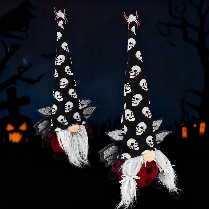 Scary Gnomes Figurine With Skull Design Halloween Party Decoration User Friendly Durable Fabric Home Festival Display