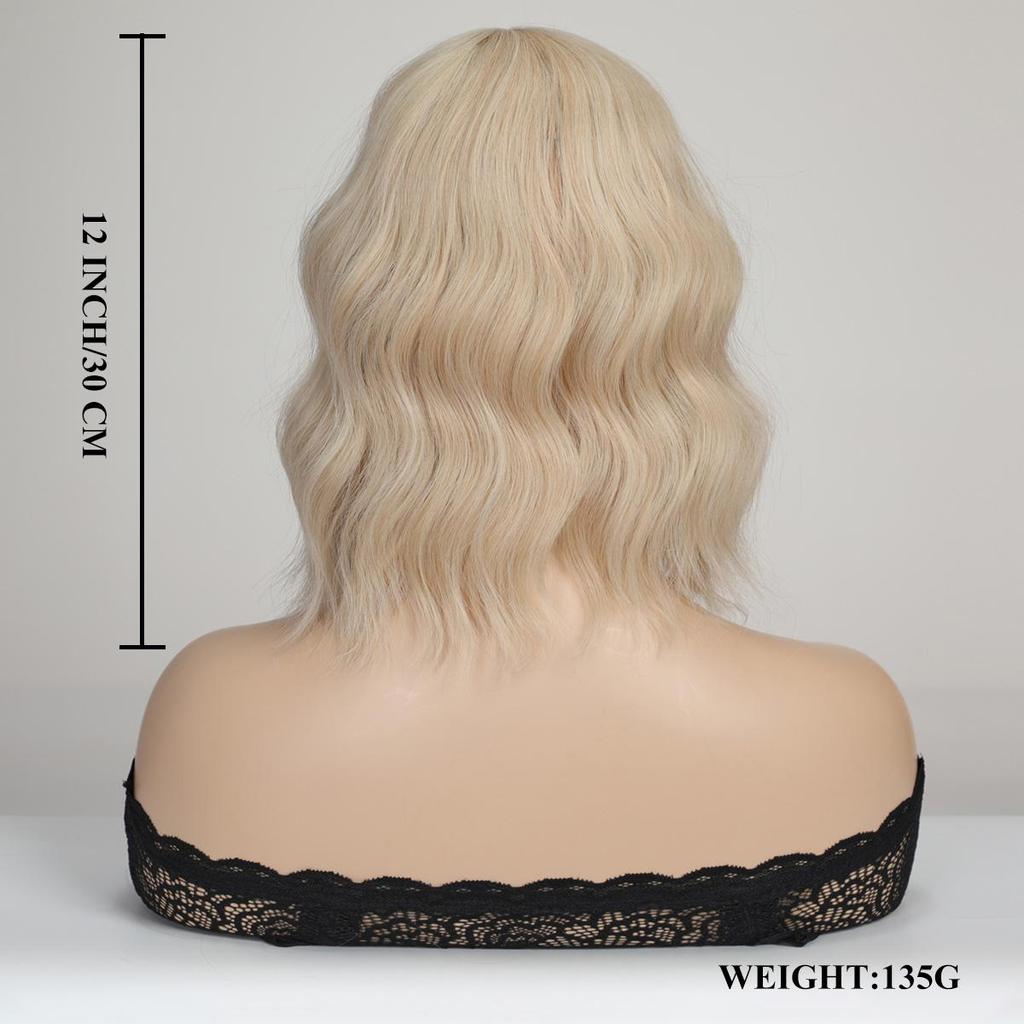 Short Curly Wavy Bob Wig 12 Inch Shoulder Length Middle Part Short Brown Wig Heat Resistant Synthetic Party Costume Cosplay Wig For Girls Wear Wigs