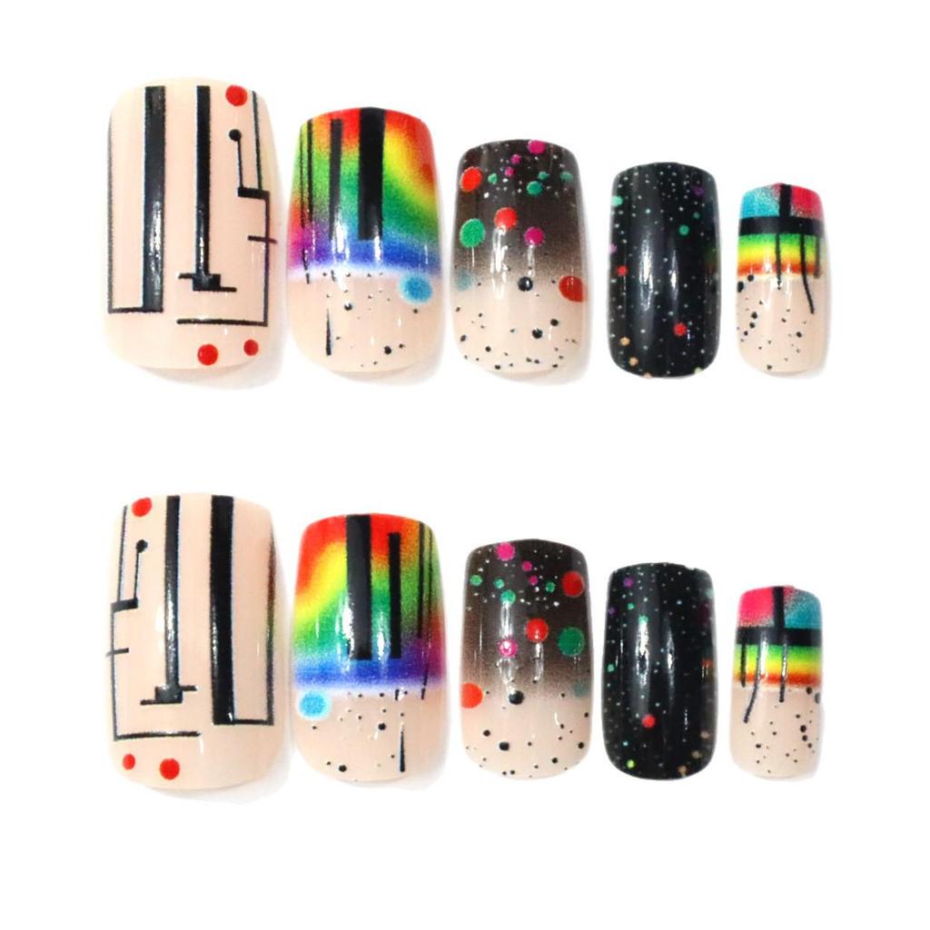 Trendy Nail Art: European & American Style Polka Dot Medium-Length Square Nails