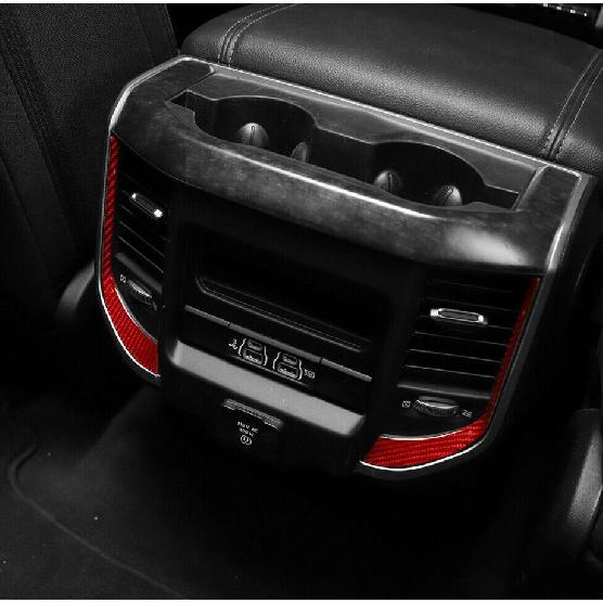 For 2019-2022 Dodge RAM 3500 Red Carbon Fiber Rear Air Conditioner Vent Trim 2P