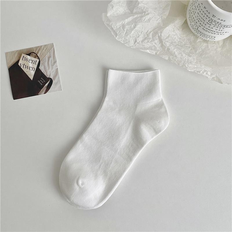 Socks Summer Thin Solid Color Short Tube Confinement Socks Tide Loose Boat Socks Crimped Wide Mouth Socks Cotton