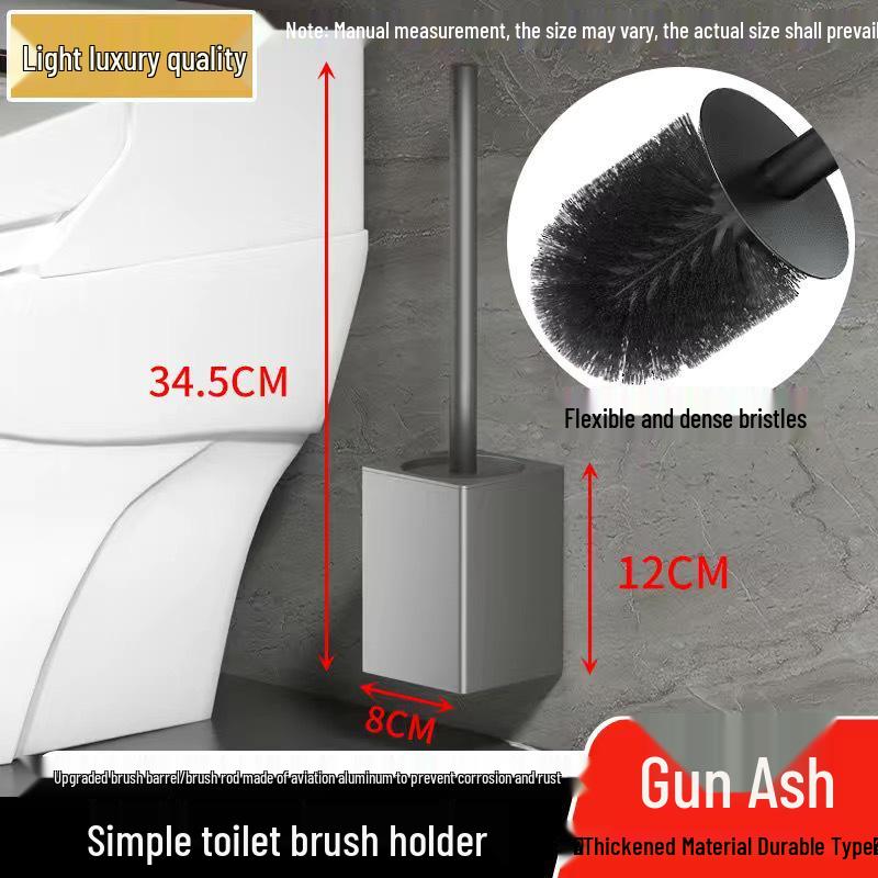 Space Aluminum Wall-Mounted Toilet Brush Set - No Dead Angle, Punch-Free Cleaning Solution