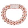 Hip Hop Jewelry Rose Gold Plated Cuban Link Chain Bracelet 20mm Chunky Iced Out CZ Miami Cuban Chain Bracelet