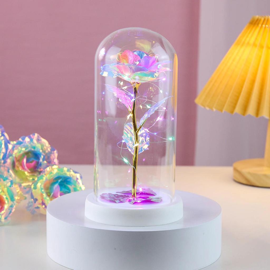 Valentine’s Glowing Gold Foil Rose Lamp - Women's Day Gift