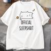 Funny Cat Sleep T-shirt Cute Kitten Tshirt Casual Short Sleeve T Shirt Women Clothing Summer Round Neck Tops Streetwear