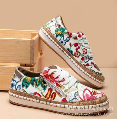 Mode Damen Schuhe 2024 Druck Ballerinas Damen Rutschfest Schnürschuhe Freizeit Schuhe Mode Übergröße Damen Schuhe Zapatos De Mujer
