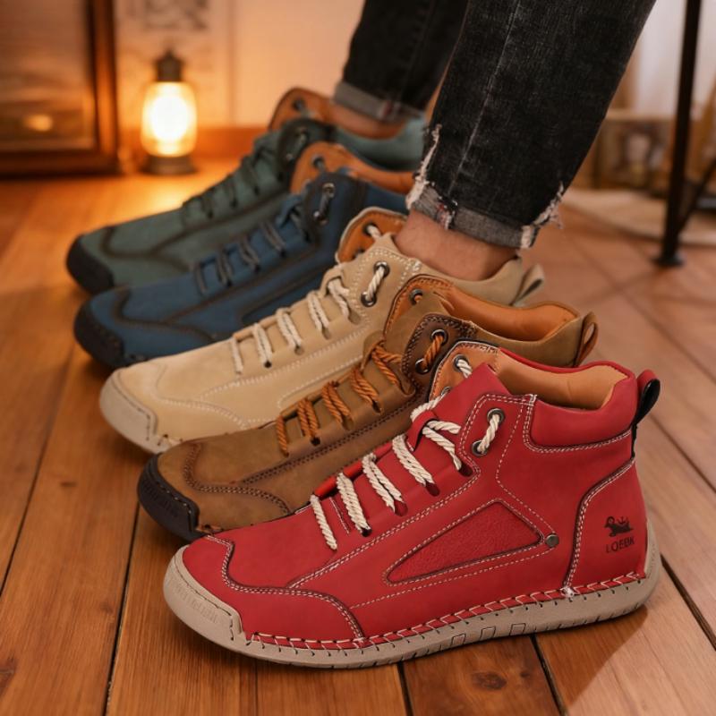 New Men's Nude Boots High Top Retro Anti Slip Work Shoes Outdoor Shoes Soft Homme Classic Ankle Non-slip Flats Moccasin Sneakers