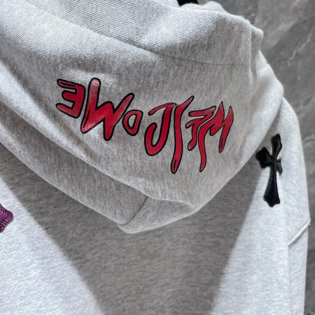 8653 CHROME HEARTS New Spring and Autumn Plus-size Thin Style Classic Style Logo Hooded Sweatshirt for Couples