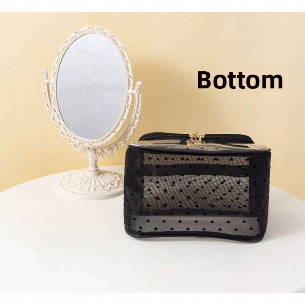 New transparent mesh makeup bag, travel waterproof toiletry bag, large capacity INS style storage bag, hand-to-carry