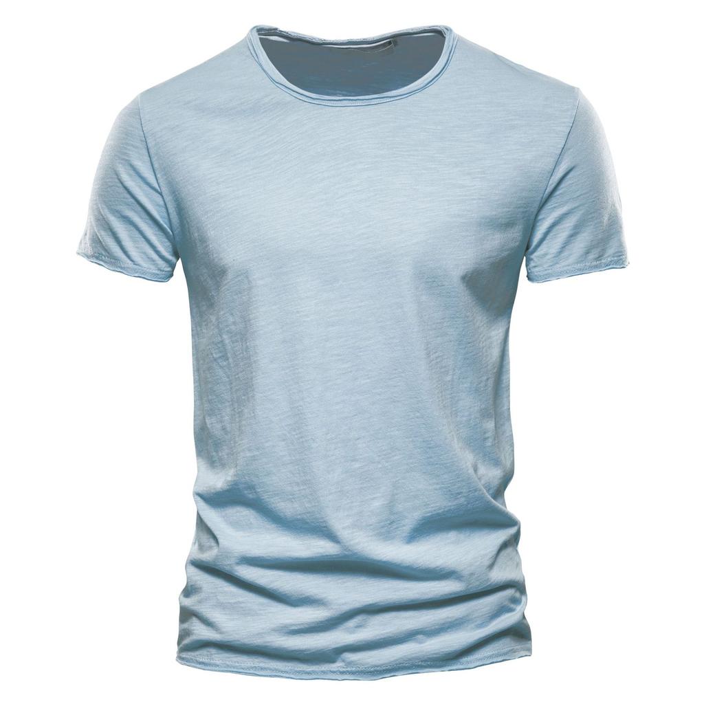Summer Men's Solid Color O-Neck Short Sleeve T-shirt Men Clothing