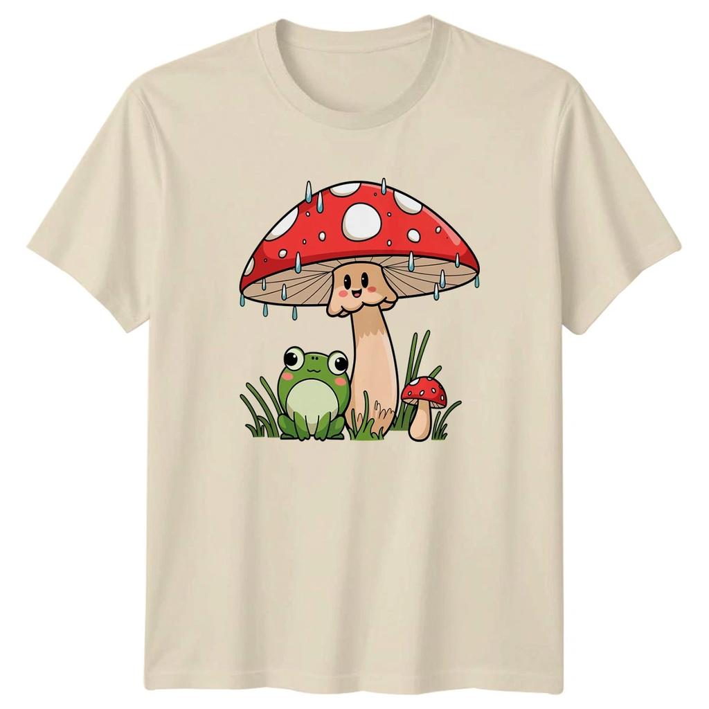 Cute Frog And Mushroom T-Shirt Kawaii Nature Birthday Gift For Him And Her