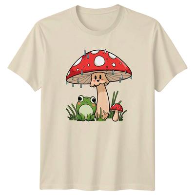 Cute Frog And Mushroom T-Shirt Kawaii Nature Birthday Gift For Him And Her
