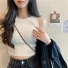 Green Knit Tank Top Sleeveless Short Women's Crop Top Solid Color Inner Wear Outer Skinny Short Vest Korean Fashion
