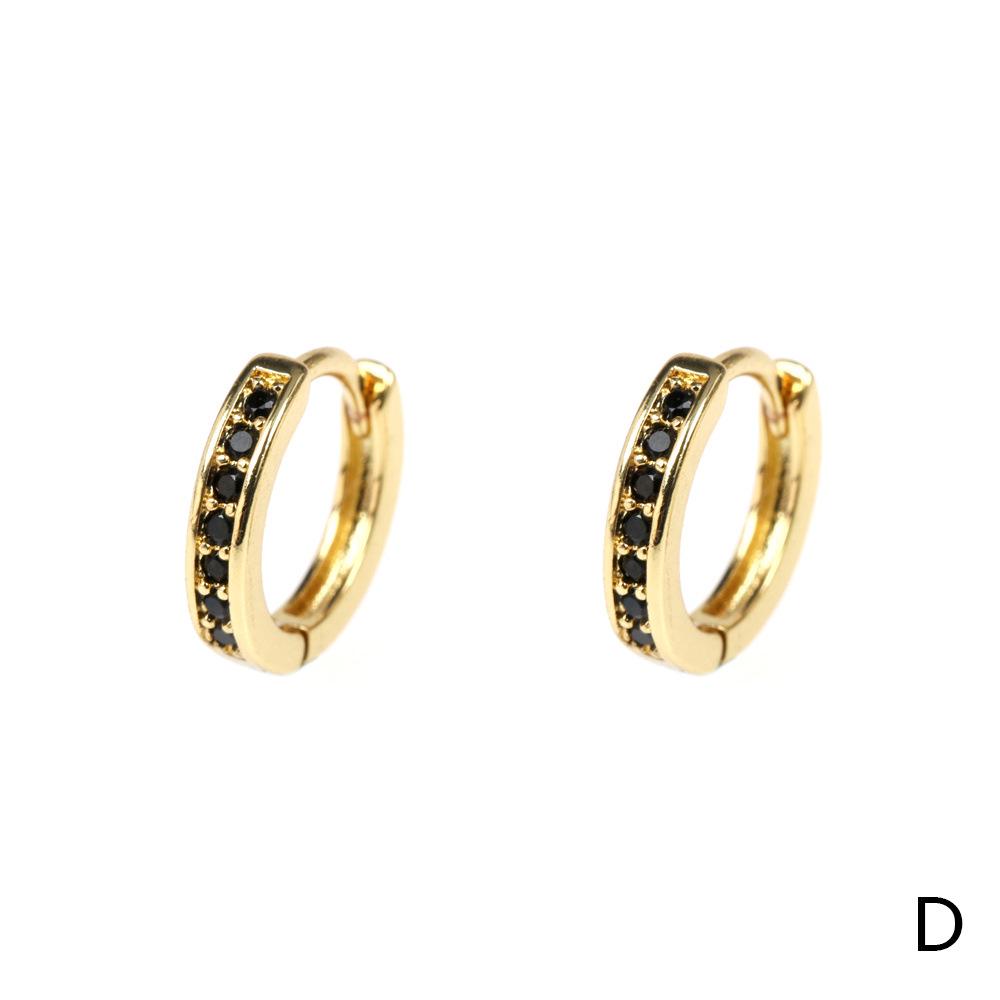 18K Gold Plated Copper Circle Earrings with Micro-set Colored Zircon