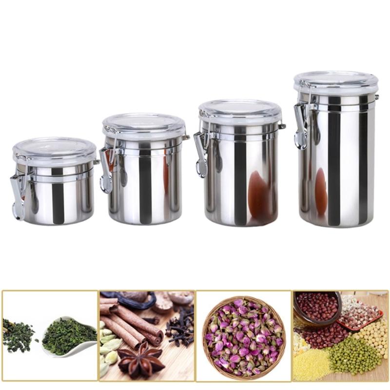 Multifunctional Steel Canister Set Steel Kitchen Storage Container Food Storage Sealed Canister with Clear Lid