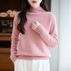 2026 Fall/Winter Women's Pure Wool Honeycomb Knit Sweater - Half-High Neck, Seamless, Solid Color Pullover