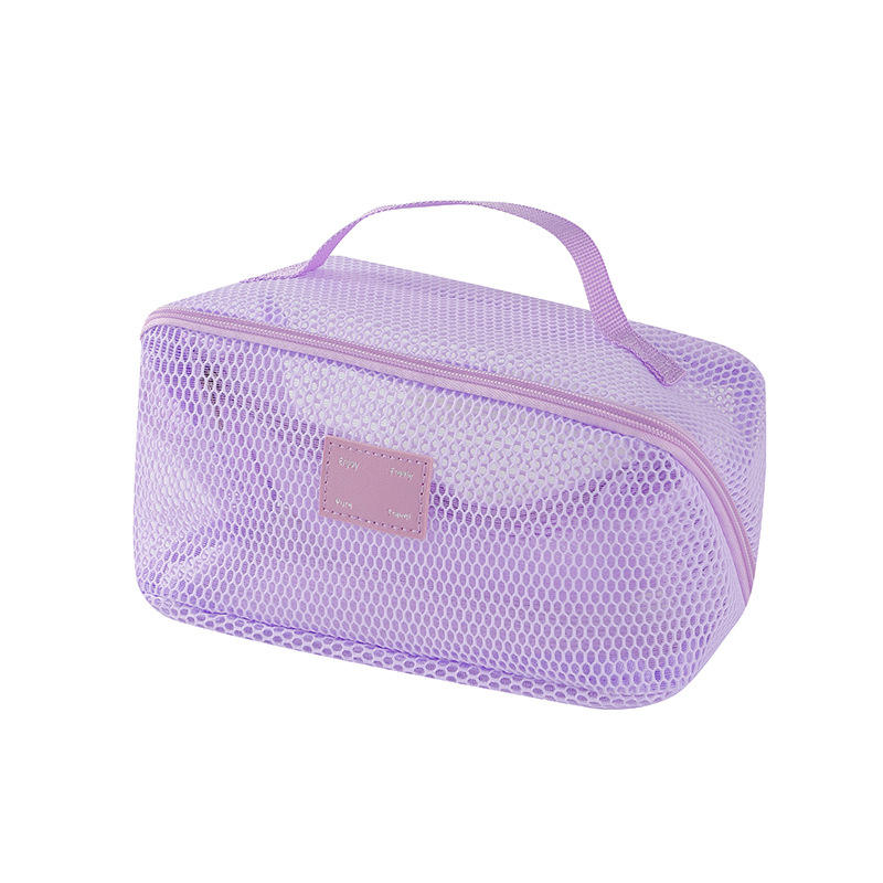 Fashion Solid Color Mesh Cosmetic Bag Lightweight Zipper Makeup Pouch Visibility Transparent Toiletry Storage Bag Mobile Phones
