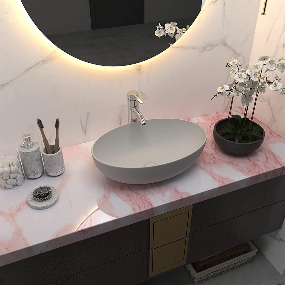 Pink Marble Wallpaper Removable Self Adhesive Paper Waterproof Sticker Decoration for Kitchen Island Countertops Cabinet Vanity Room