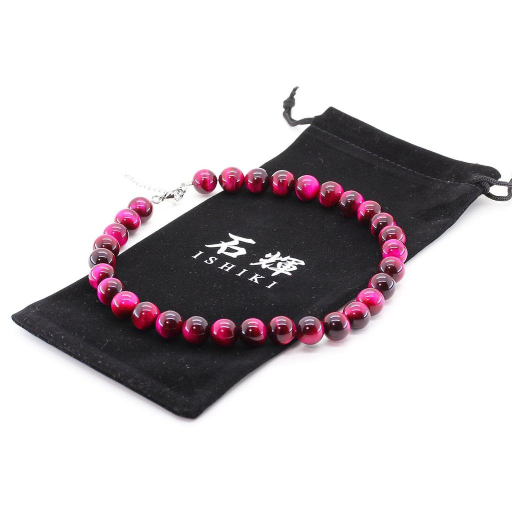Ishiki 4A Grade Natural Pink Tiger Eye Prayer Bead Necklace 12mm n170