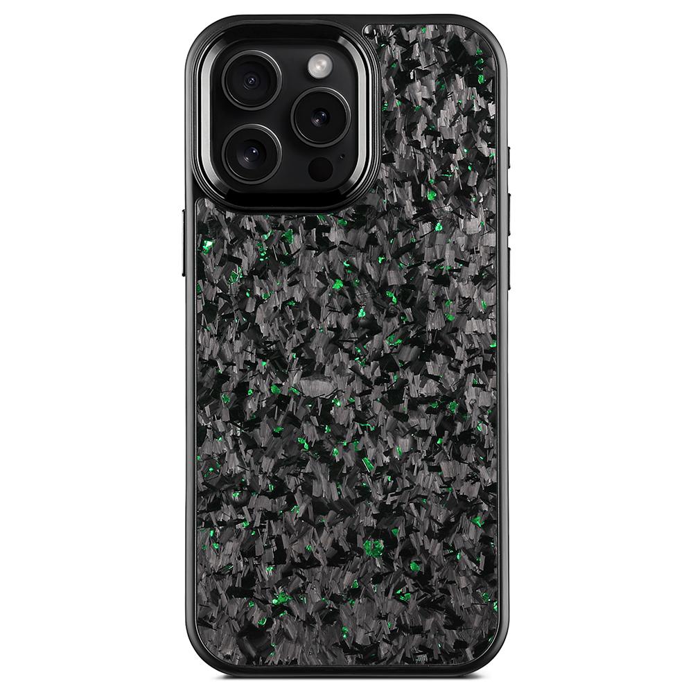 For iPhone 16 Pro Magnetic Case Forged Texture Aramid Fiber+TPU Phone Cover with Metal Lens Frame