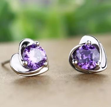 Cute Korean Earrings Love Heart Bling Crystal Stone Rose Gold Stud Earrings for Women Korean Jewelry Gift