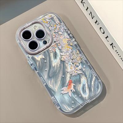 Kreative personalisierte Goldfische für Apple 16promax Handyhülle für IPhone15plus Federcreme 14/13