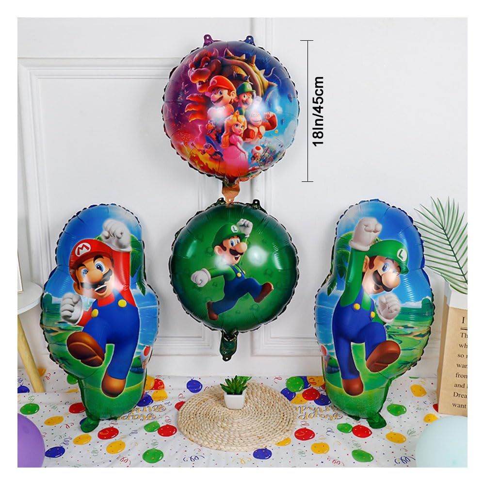 Party Balloon Set Mario Super Mario Birthday Decoration Popular Cartoon Game Character Anime Birthday Decoration Garland Balloon Cake Decoration Party