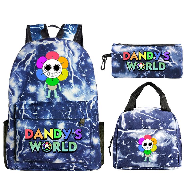 Dandy's World Game Merchandise Printed Primary and Secondary School Schoolbag Three-piece Set Foreign Trade Popular Children's Backpack