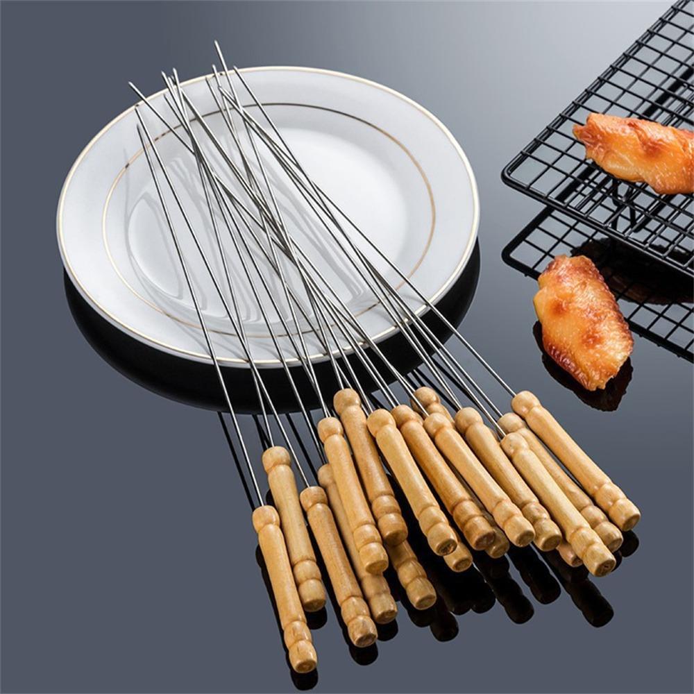 10pcs/set Anti-scald Flat Barbecue Skewers Anti-slip Flat Barbecue Needle  Kabob