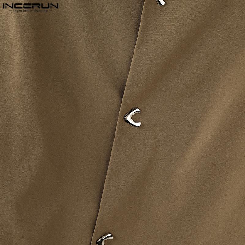 INCERUN Oversized Men Casual Long Sleeve Buttons Up Blazer Tops