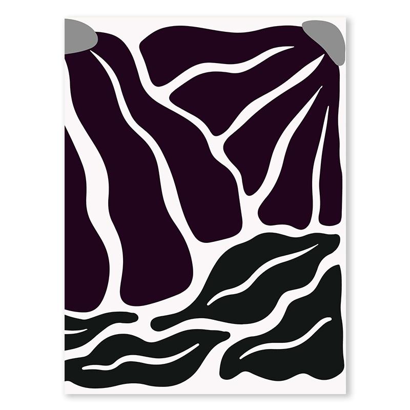 Portrettkunst Linjekunst Veggkunst Abstrakt Fargeblokk Bladplakat Svart og Hvitt Nordisk Lerretsmaleri For Stuedekorasjon