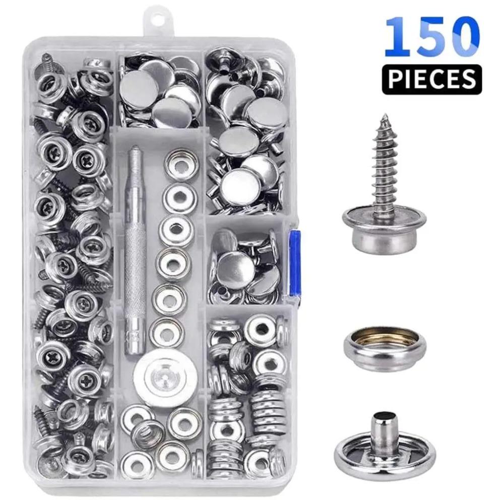 

with 2 Setting Tool Metal Screws 3/8 Socket Boat Canvas Snap Canvas Snap Button Kit Sunshades 150 Pieces