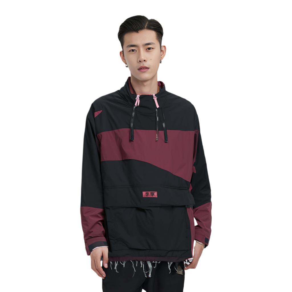 Li-Ning Youth Stylish Color Block Warm Cotton Jacket Winter Men Jackets Black Purple AJMQ711-3