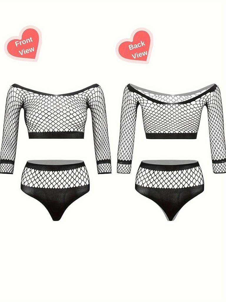 Danai Nadměrná Velikost Sexy Síťovaná Lingerie Set - Evropský & Americký Styl, Svodné Noční Prádlo, Dvoudílný (9046)