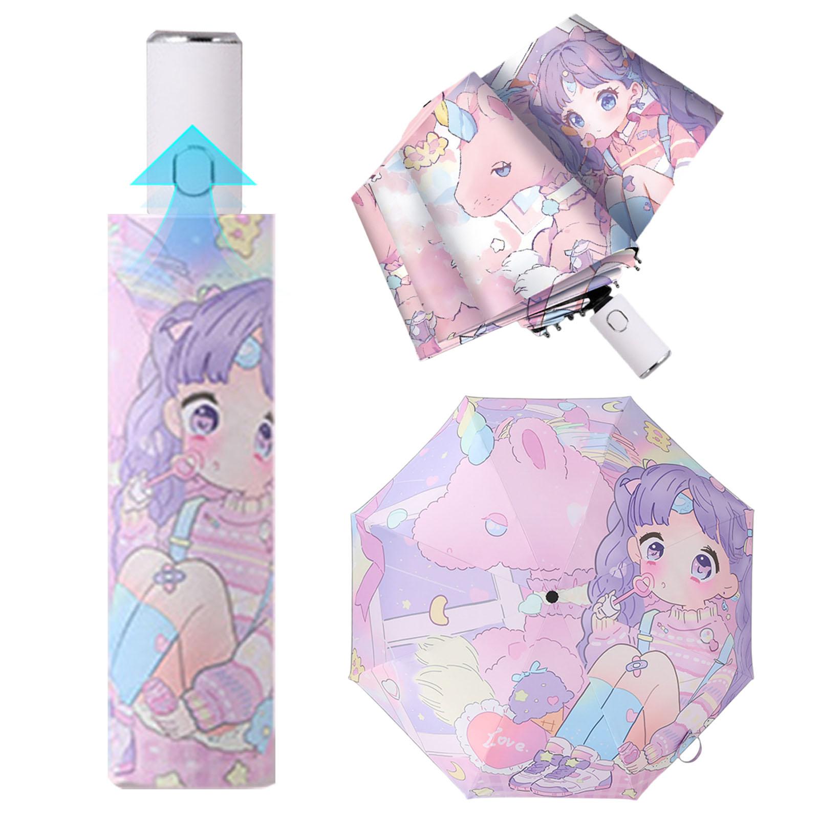 

Dual-Use Umbrella Lovely Pattern Automatic Umbrella Anti-Rebound Uv Protection Parasol for Raining Daily Commute China Mainland