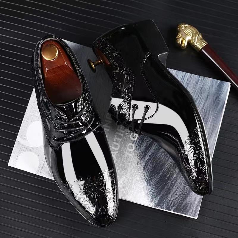 Fashion Shoes for Male Wedding Party Office Oxfords Casual Business Shoe for Men Dress Shoe Lace Up Formal Black PU Leather Brogue 39-48