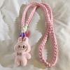 Cute White Labubu Doll Outdoor Travel Mobile Phone Straps Universal Female Accessories with Hanging Chain Lanyard Bag