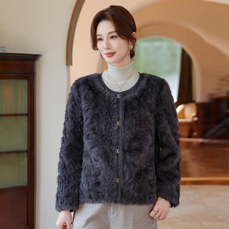 

Мама осень и зима норковое флисовое пальто модный темперамент легкий высококачественный мех повседневный женский топ 5XL [recommended 150-80kg] тёмно-синий