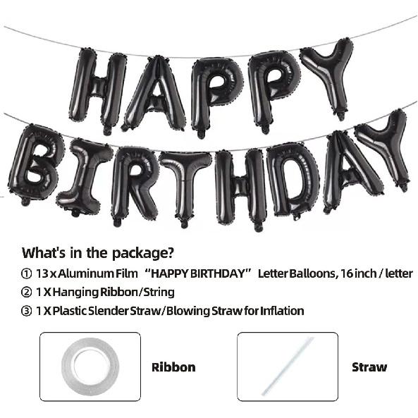Happy Birthday Balloon Banner Party 16 Inch 3D Aluminum Foil Inflatable Letter kit set Banner Balloons Birthday Party Decorations Supplies Party