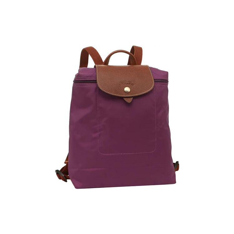 

Longchamp Le Pliage Solid Color Zipper Closure Embossed Logo Snap Recycled Canvas Backpack Women backpack Purple 1699089P10 Basic Set (Bag+Tag)