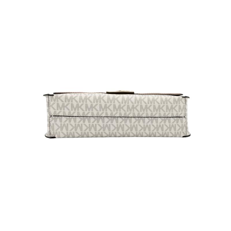 MICHAEL KORS Sonia Presbyopia Chain Flip Artificial Leather Small Square Bag Hand Crossbody Shoulder Bag Medium Women's Vanilla White and Acorn Brown