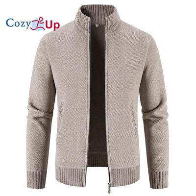 Πλεκτή ζακέτα ανδρική βάση γιακά fleece casual πουλόβερ Χειμερινό ζεστό μπουφάν για άνδρες
